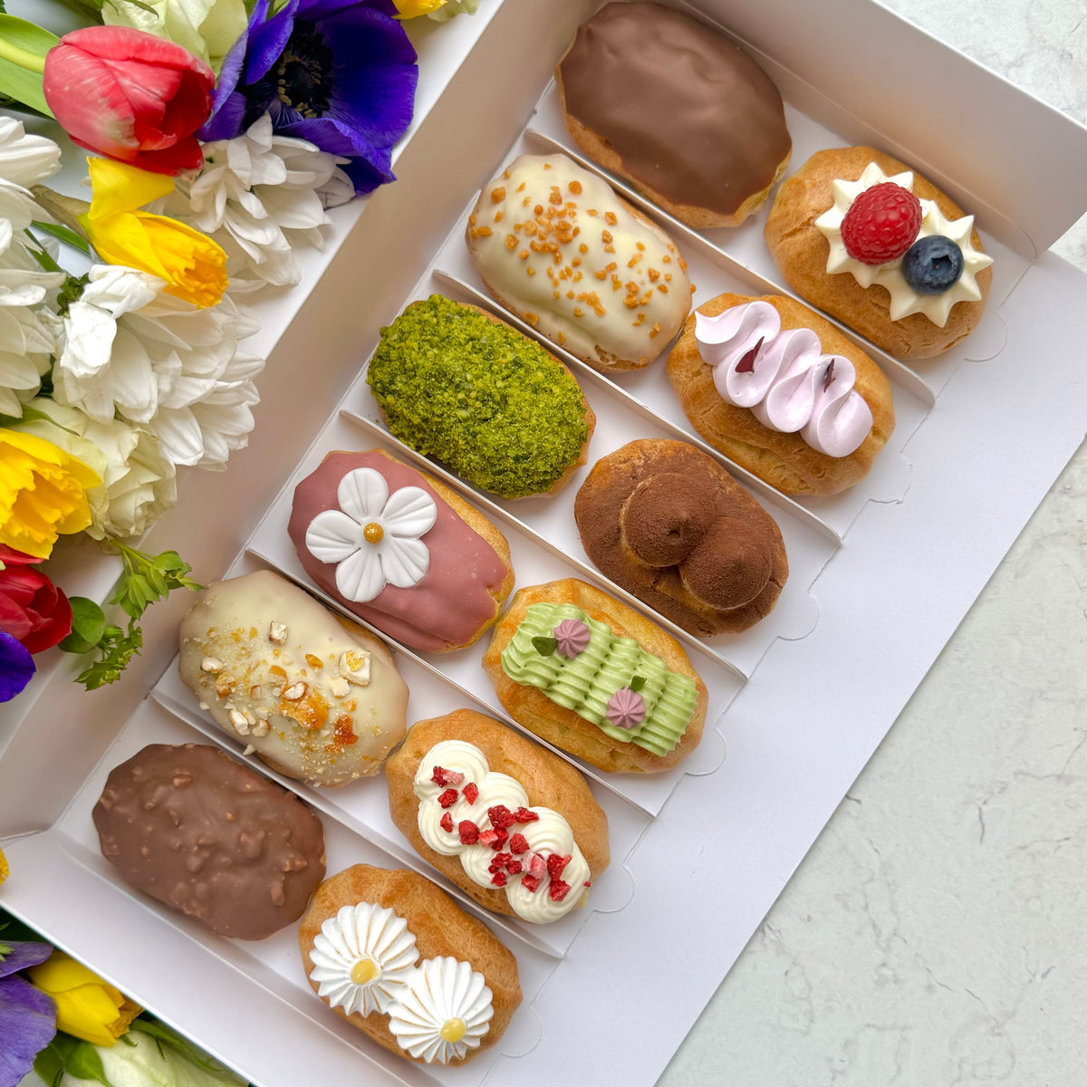 All the Flavors Box of Mini Eclairs – Cakery Copenhagen